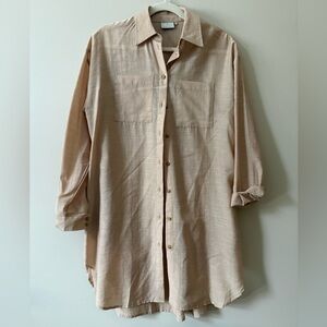 Women's Beige Button-Up Tunic with pockets